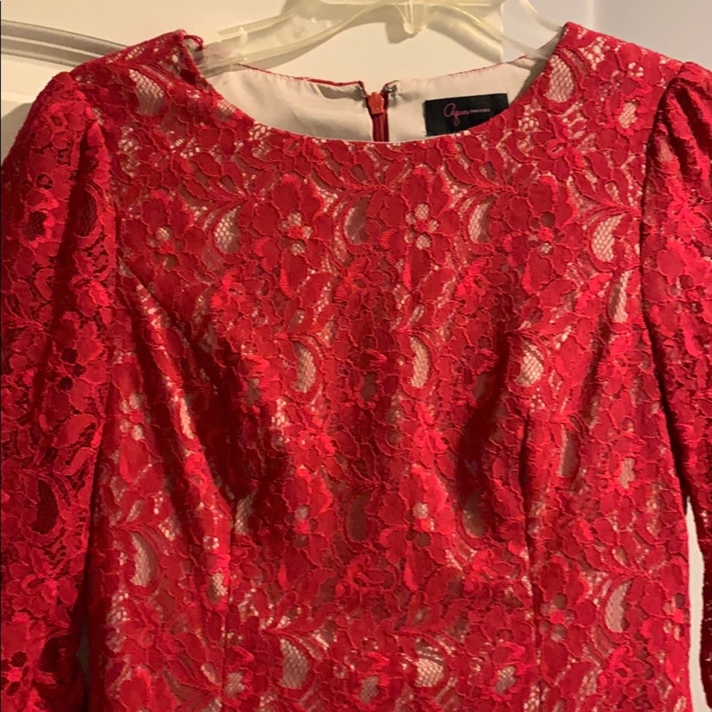 Red lace dress